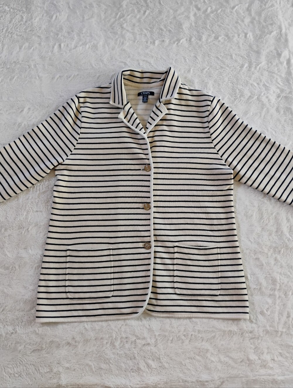 Chaps Striped Nautical Knit Blazer Jacket